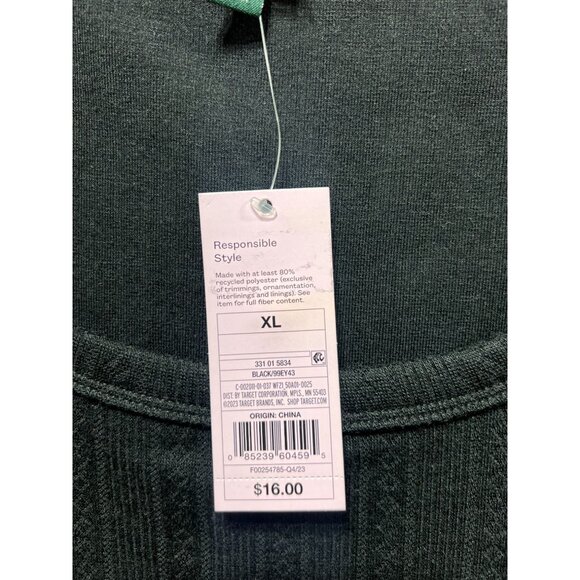 Wild Fable - Women's Ribbed Long Sleeve Scoopneck T-Shirt - Black - Extra Large - Picture 8 of 13